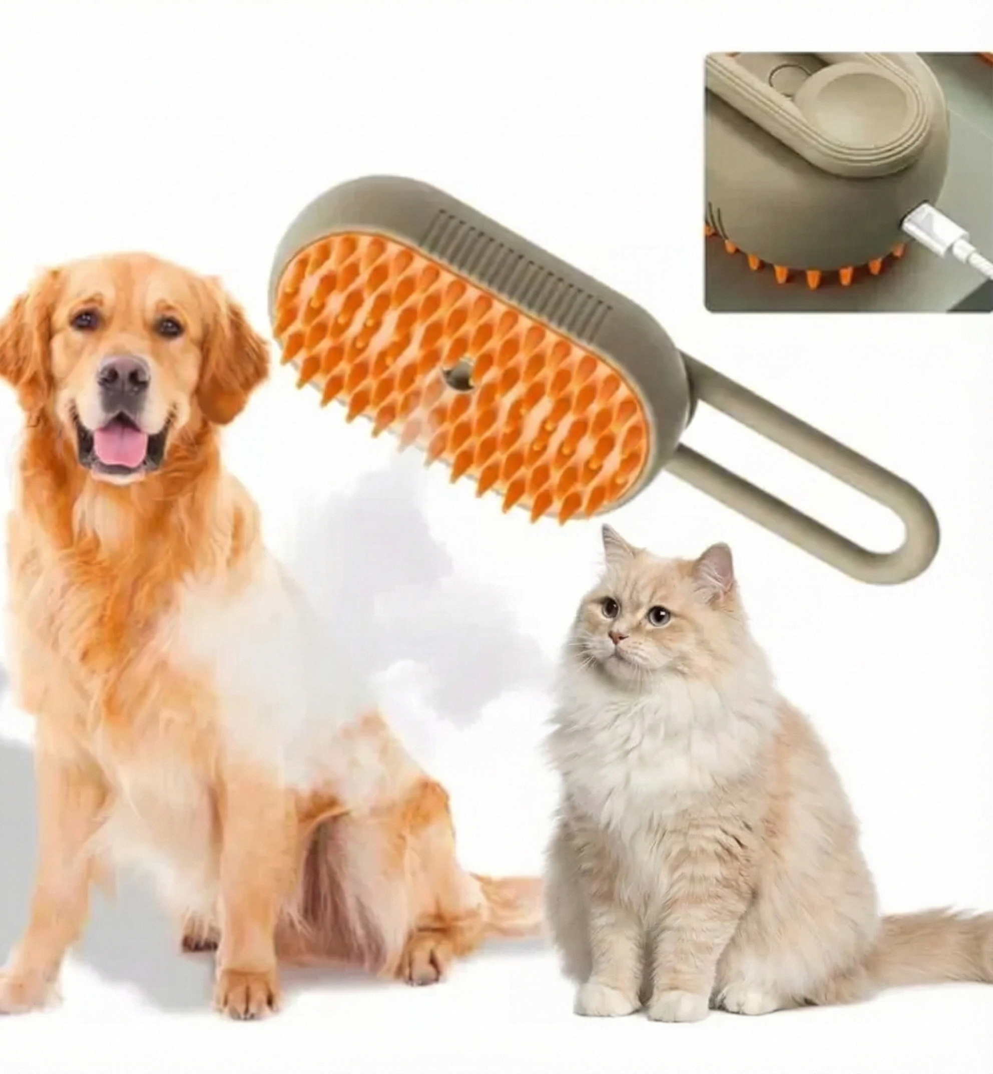 Cepillo con mango a vapor para mascotas